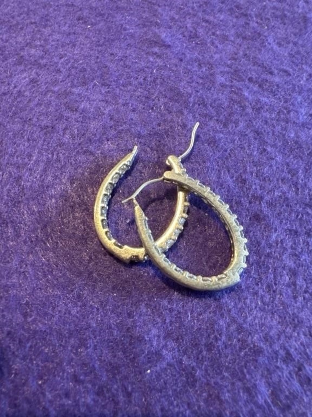 Vintage 925 DQCZ Diamonique Cubic Zirconia Sterling Silver Hoop Earrings 4.99g